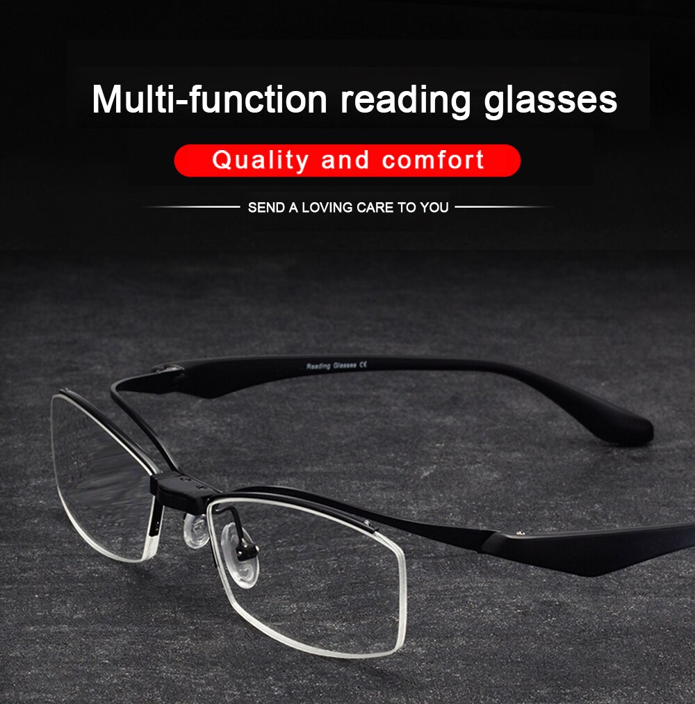 half frame readers reading glasses flipup glasses men magnifier TR90 prescription glasses