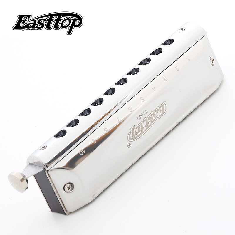 Easttop 10 Hole 40 Tone Harmonica Chromatic Harmonica Key of C with Case for Player Adult Beginner Students
