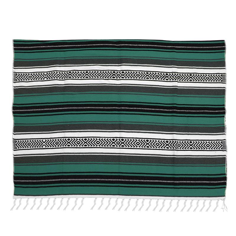 Couverture de yoga Falsa mexicaine, couverture tissée en polymères colorés, Serape pour canapé, chambre à coucher, voiture, pique-nique, été, plage, bleu, 130x180cm: green