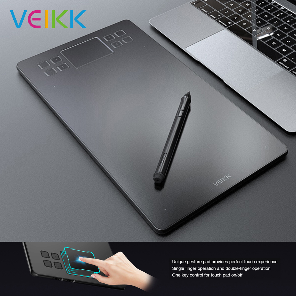 VEIKK A50 Graphics Drawing Tablet 8 Express Keys &amp; Gesture Touch-Pad 8192 Levels Pressure Art Graphics Tablet with Passive Pen