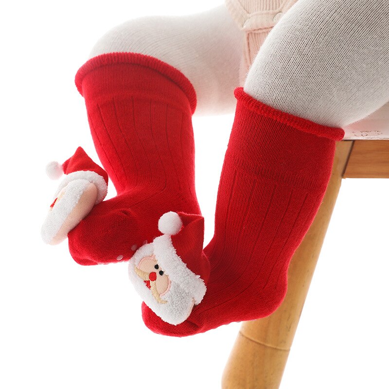 Calcetines navideños para bebé, medias suaves y cálidas, antideslizantes, de invierno