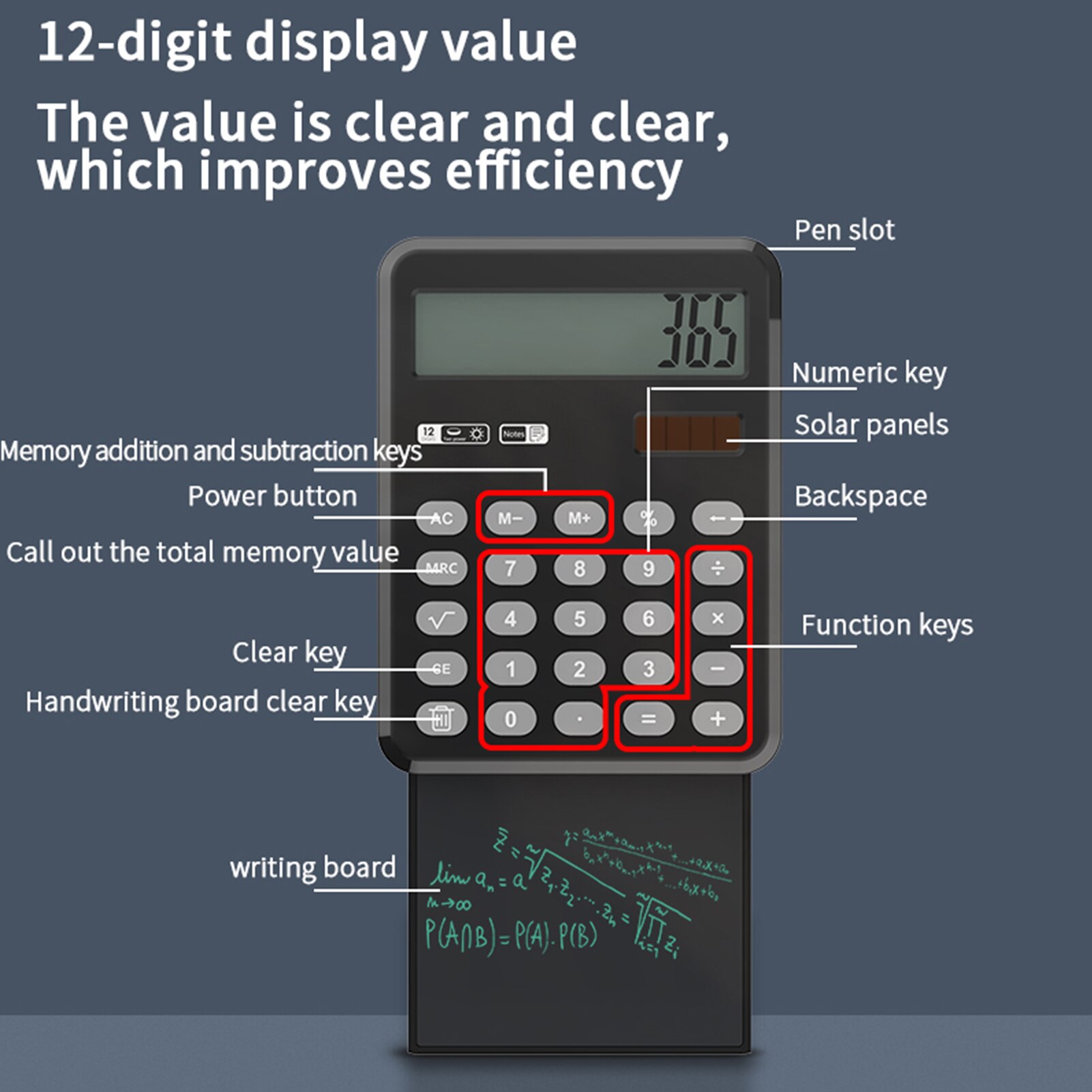 Calculator Desktop Calculators with LCD Writing Tablet 12 Digits Display 4inches LCD Screen with Stylus Erase Button for Office