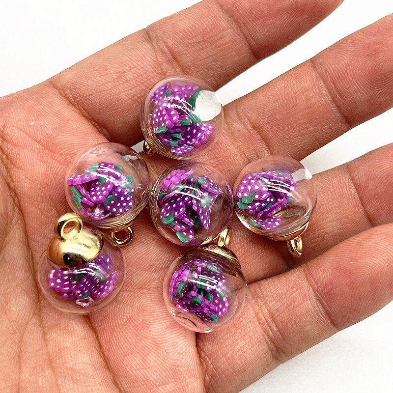 10pcs 16mm Colorful Transparent Ball Glass Polymer Clay Charms Pendant Find Hair Accessories Jewelry Charms Earring: 07