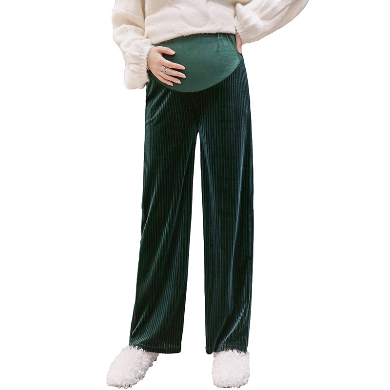 727# Autumn Corduroy Maternity Full Long Pants High Waist Belly Straight Pants Clothes for Pregnant Women Pregnancy Trousers