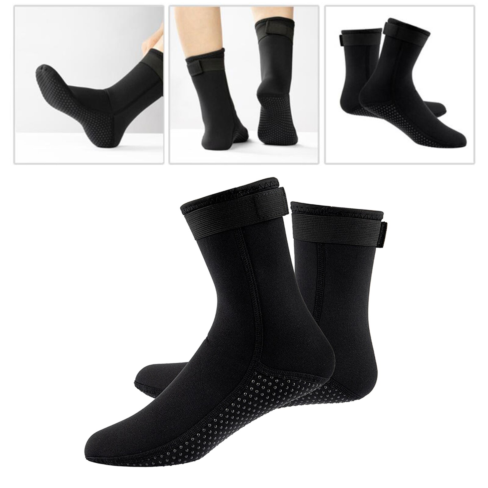 3mm Neopren Strand Schwimmen Tauchen Socken Wasser Sport Anti Slip Schuhe Schwimmen Surfen Socken Strand Stiefel Skifahren Warm Halten socken: Black XXL