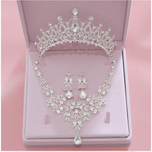 Crystal Wedding Bridal Sieraden Sets Vrouwen Bruid Tiara Kronen Earring Ketting Bruiloft Sieraden Accessoires