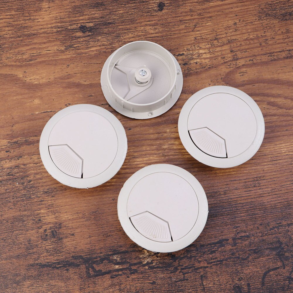 10pcs Office PC Computer Desk Grommet Cable Hole Cover 50mm Diameter (Grey white): White