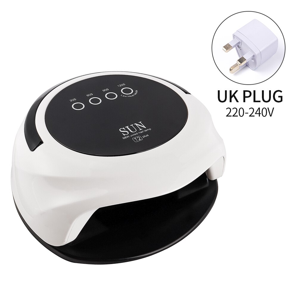 Lámpara UV grande de tipo lámpara de secador de uñas LED, gran espacio para uso en manos y pies, secado rápido, 98W 42 LED: UK PLUG (220-240V)