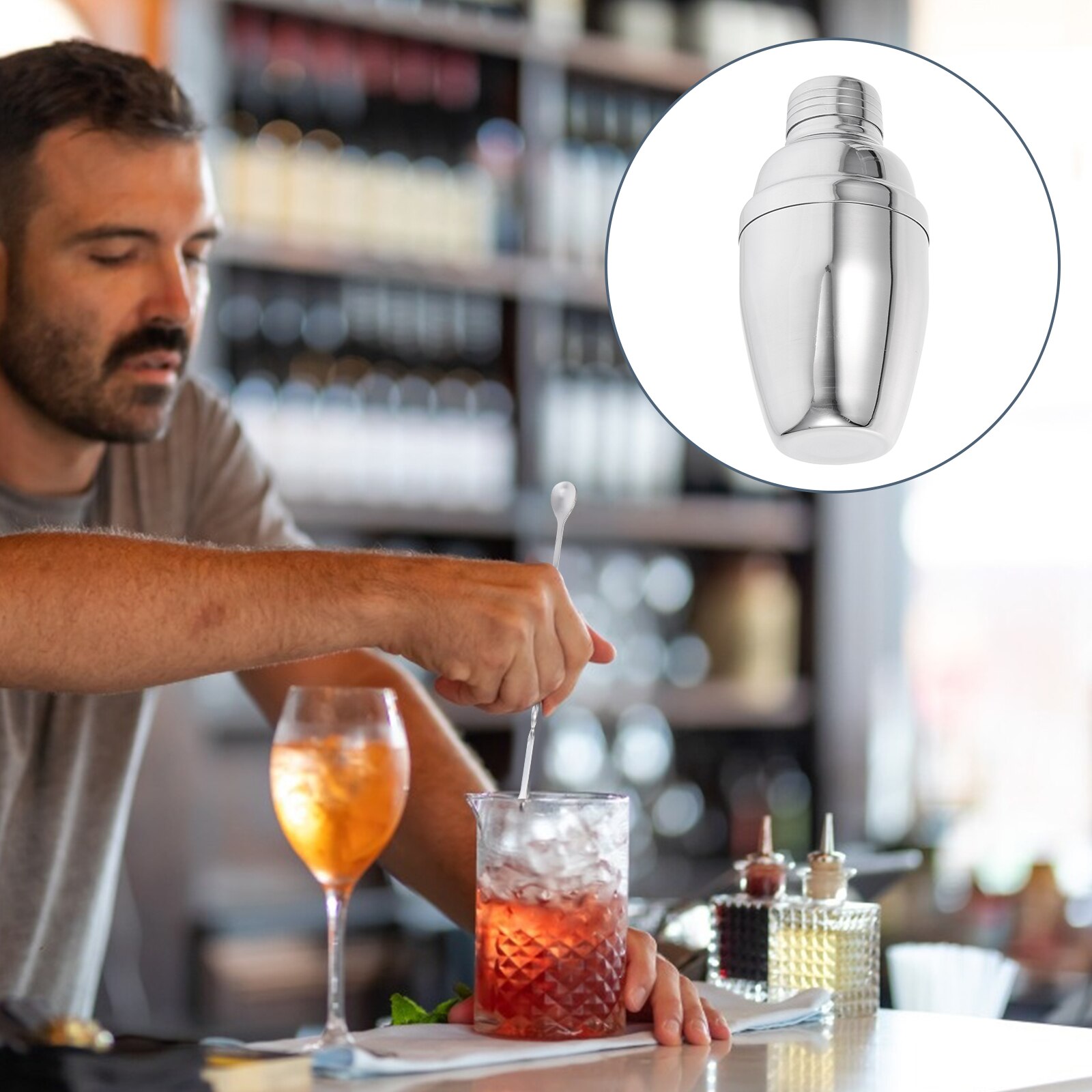 1Pc Bar Drink Shaker Stainless Steel Cocktail Mixer Durable Cocktail Shaker #h10: 14.5X6.9X6.9CM