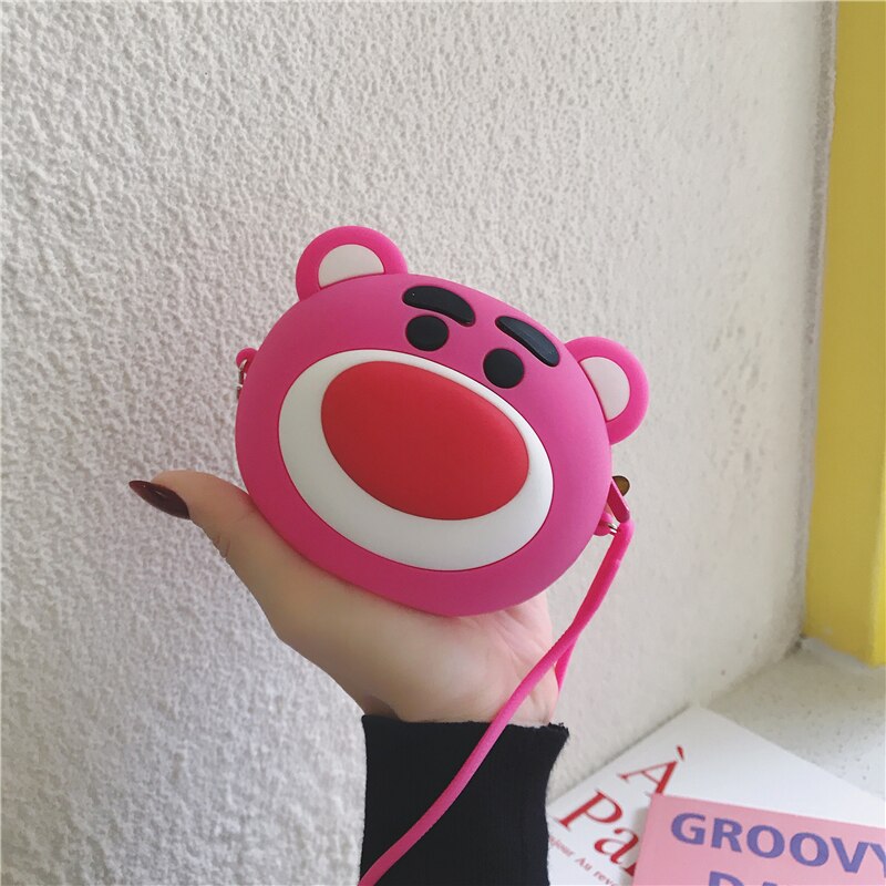 Cartoon Round Purse Cute Mini Female Student Clutch Bag Waterproof Silicone Pendant Coin Bag with Strap Mini Pouch: 42056