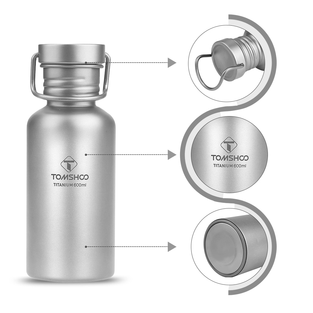 Lixada Titanium Water Bottle Leakproof Titanium Bottle Ultralight Outdoor Tableware Camping Cycling Camping Sports Water Bottle