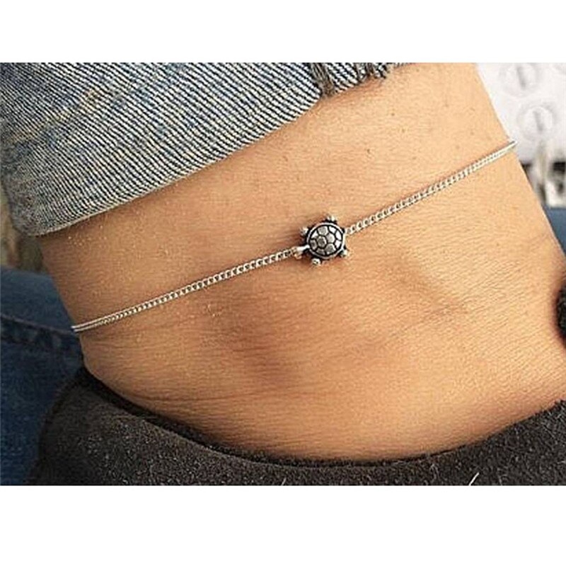 Bracelet de cheville Vintage Simple chaîne tortue de mer pour femmes Bracelet de cheville sur la jambe bijoux faits à la main été rétro sandales à breloques: Default Title
