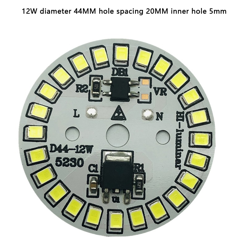 Pære lys  ac 220v downlight chip søkelyset ledet pære lapp lampe smd tallerken sirkulær modul lyskilde tallerken: Elfenben