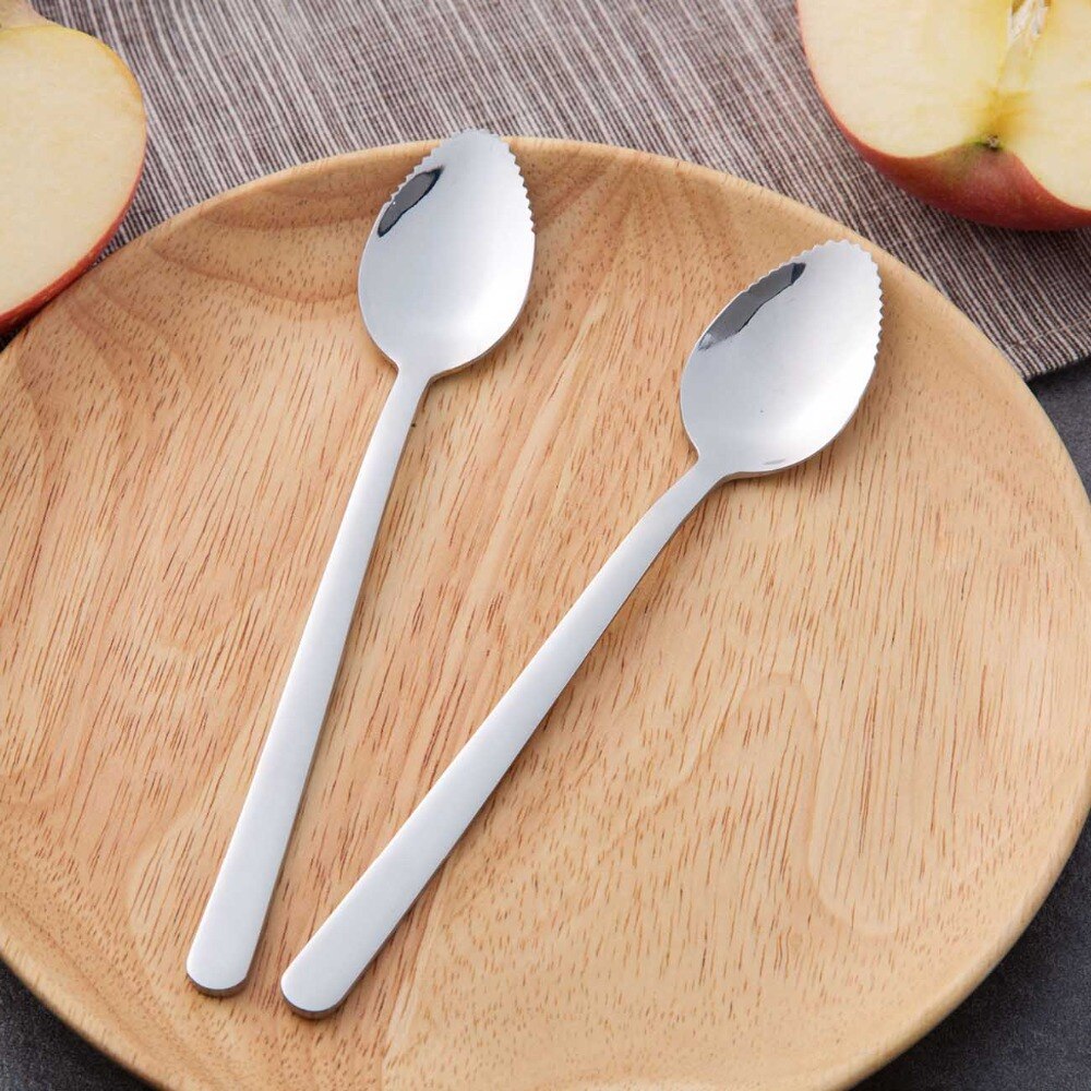 Autre maison 1 Pc acier inoxydable grattage cuillère pamplemousse cuillères avec dents fruits légumes outils pour bébé enfants Gadgets de cuisine