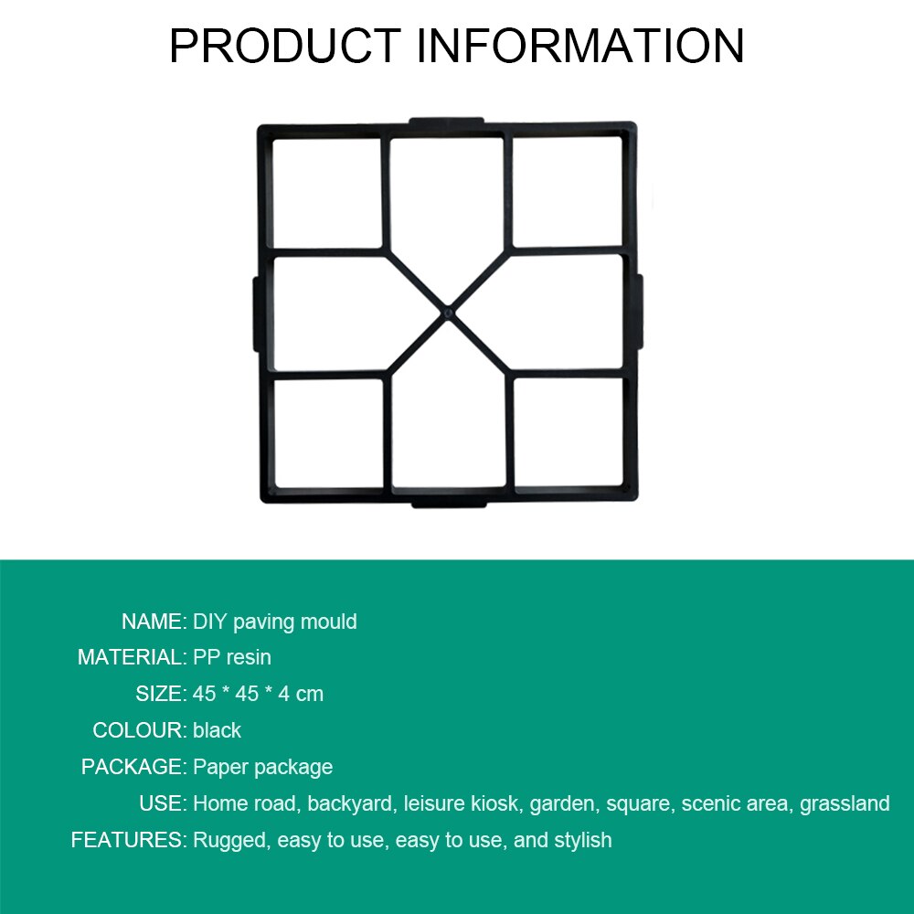 Stapstenen herbruikbare mallen voor doe-het-zelf looppaden, tuinen, wandelpaden, bestrating, padmaker, mal voor loopstenen, betonvorm, vierkant