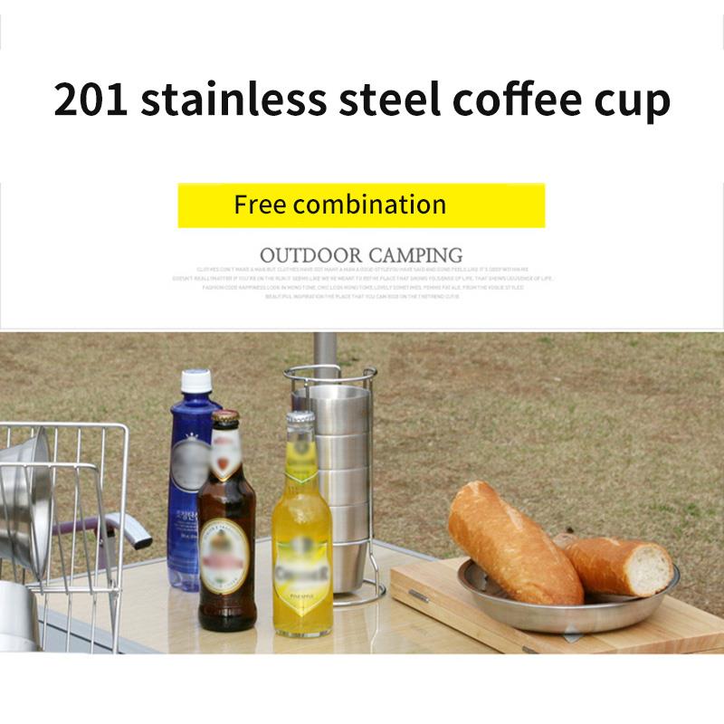 reutilizable doble capa Anti-escald de acero inoxidable apilable taza de agua café Set con soporte de taza tazas Set fácil de limpiar