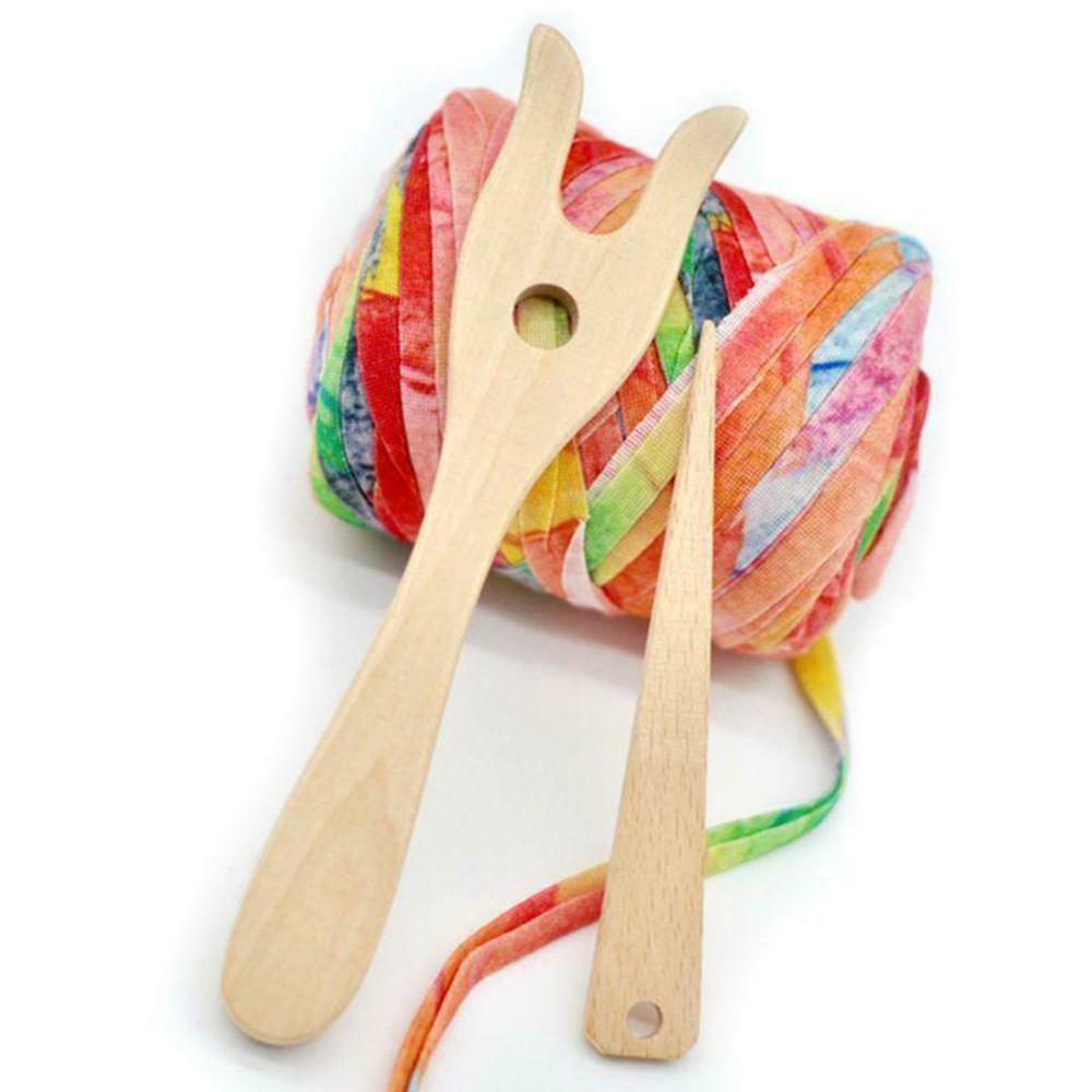 2 unids/set hecho a mano herramienta para tejer tenedor de madera mano telar artesanía niños DIY pulsera collar tejido trenzado Accesorios