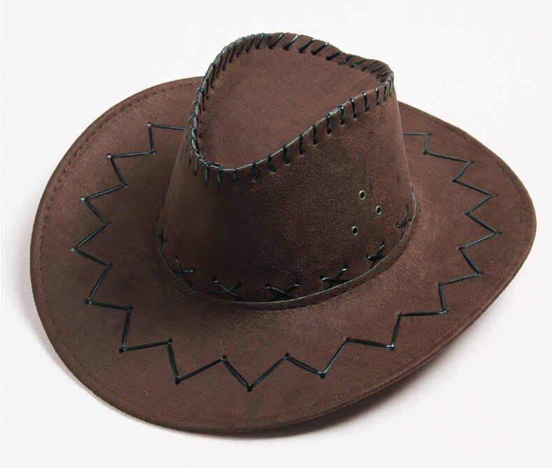 Wide Brim Faux Leather cowboy hats men women western Hollywood Style Party Costume travel cowboy hat AW7587