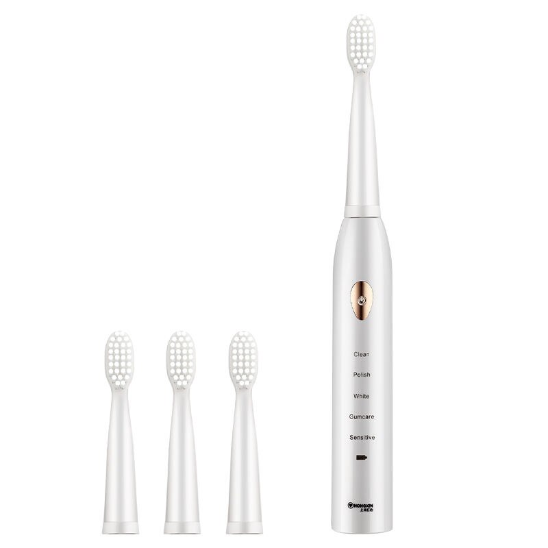 Smart Sonic Electric Toothbrush XaoMi Electric Toothbrush Best 5 Modes USB Rechargeable With Replacement Brush Head: white 4Heads