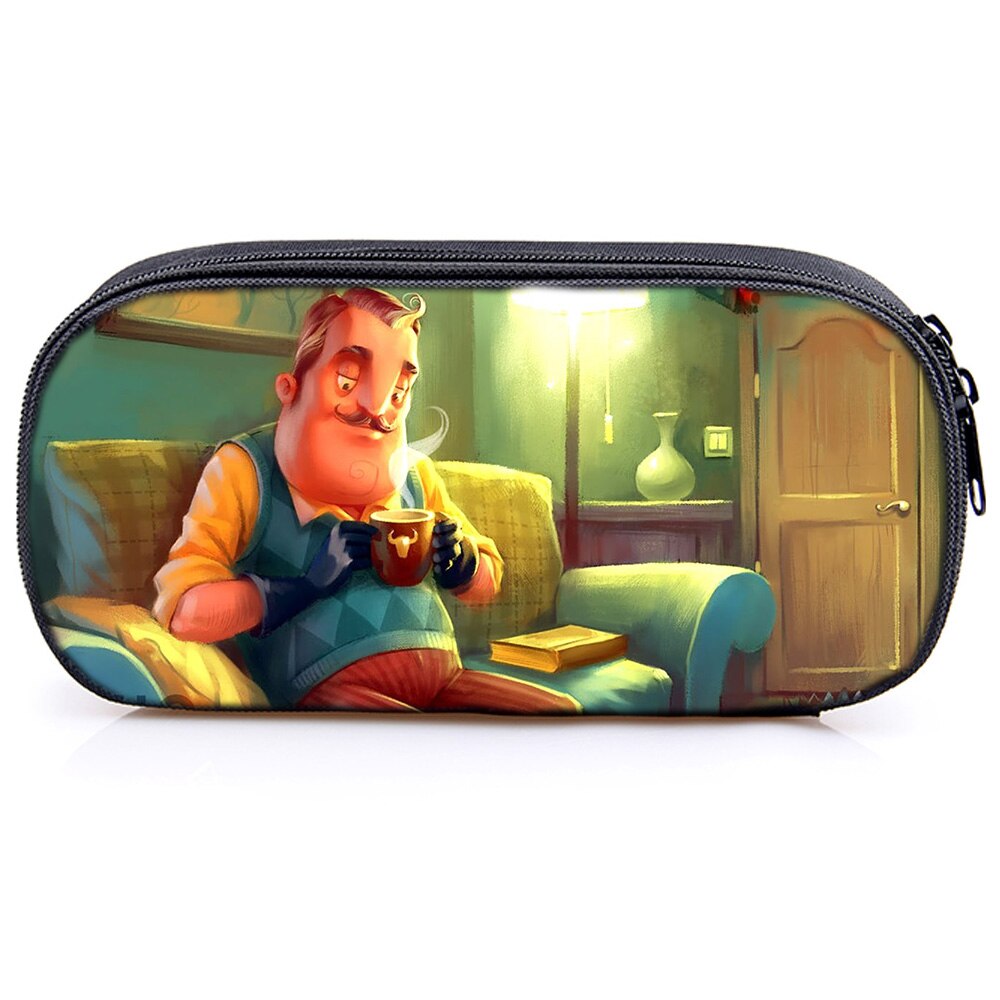 Cute Hello Neighbor Kids Pencil Case Cute Stationery Box Students Boys Girls Makeup Bags: 8