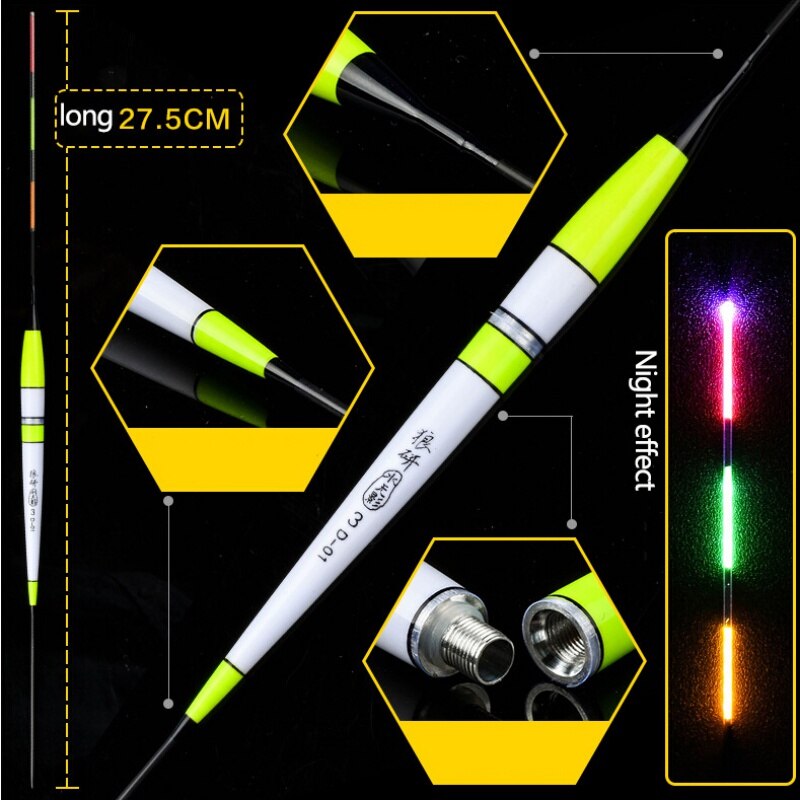 1 st. visdobber led elektrische dobber licht + batterij cr -425 diep water dobber vistuig dobber vistuig met elektronen: A