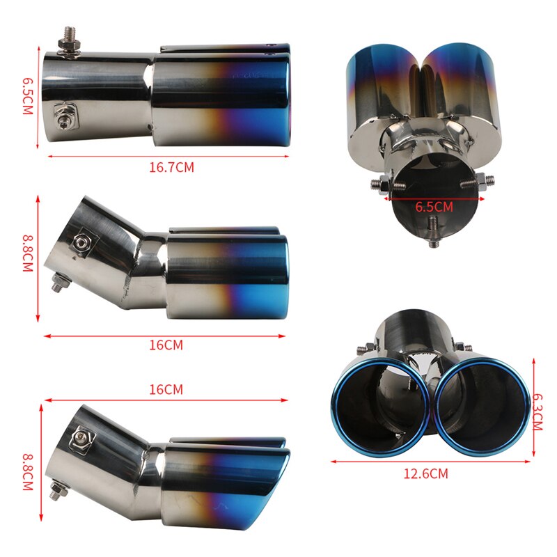 Automobile tail Dual Outlet Exhaust Tip Stainless Steel Slant Rolled Edge Auto Muffler modified Universal Car Exterior Supplies