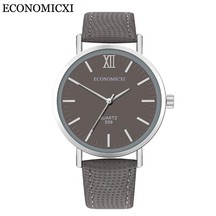Simpelt dame quartz ur rød læderrem armbånd ure til kvinder romersk skala legering urskive par sorte ure  e09- v: 2