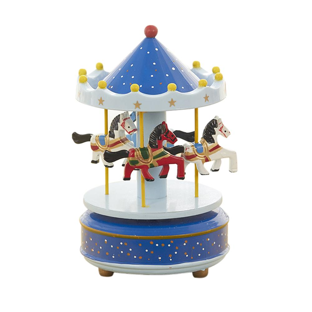 Merry-go-round Music Boxes Geometric Music Baby Room Decoration Unisex Wooden Christmas Horse Carousel Box Home Decor: B