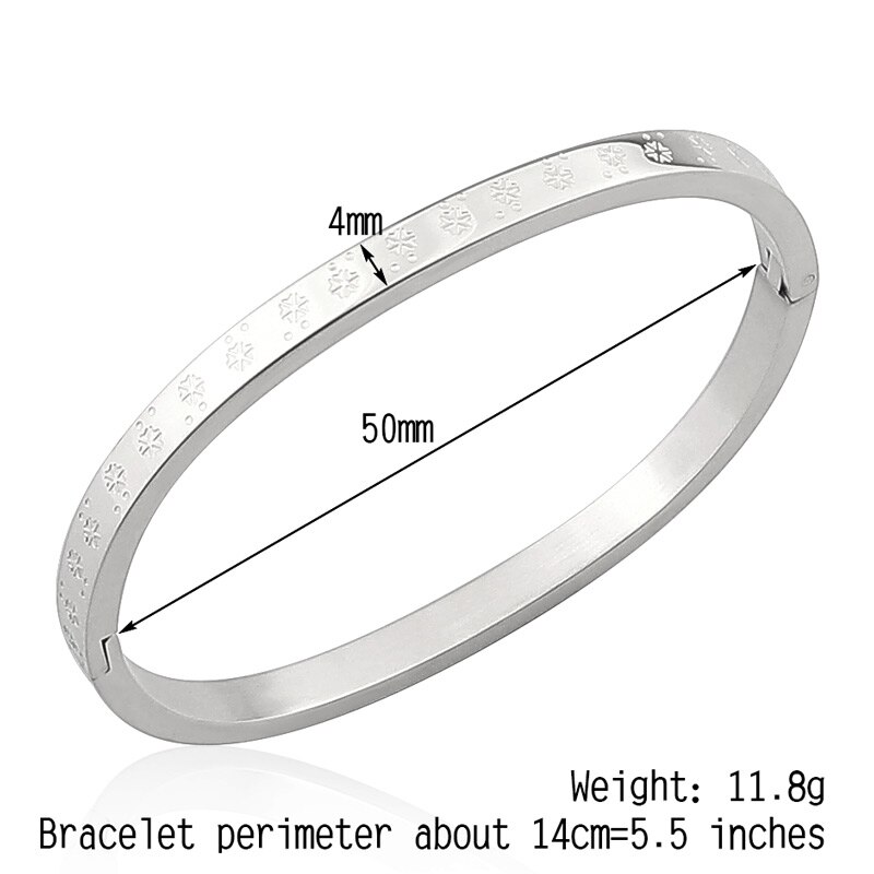 Nuovi gioielli caldi dell'acciaio inossidabile per i regali di marca di amore del partito del braccialetto grafico del fiocco di neve delle donne e dei bambini all'ingrosso: 4MM Silver 50mm