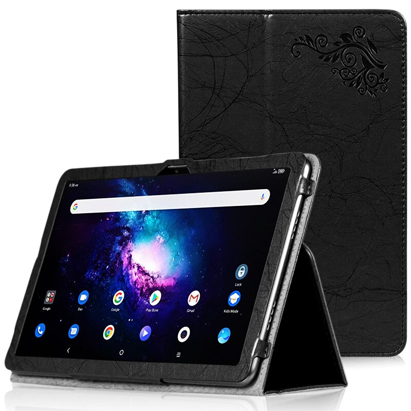 Embossed Funda For TCL TABMAX TAB MAX 10.4" Tablet PC Magnetic Cover Case with Hand Strap: Black