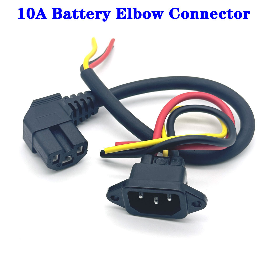 E-Bike Accu Oplaadstekker Drie Verticale Oplaadaansluiting Met 12awg Kabel Draad Elleboogconnector Voor 60V 72V Elektrisch Voertuig