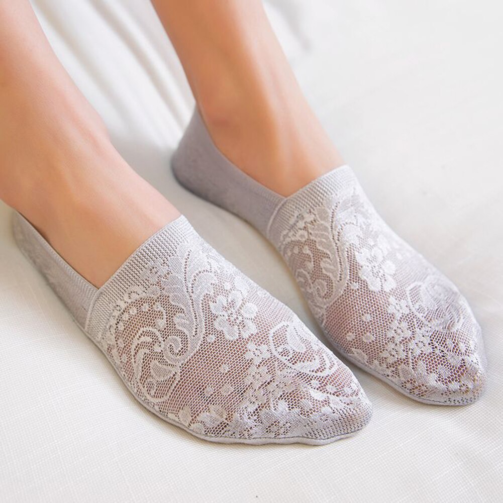 Invisible Boat Socks Womens Lace Non-Slip Invisible Low Cut Socks Toe Ankle Sock Dark Nude Nude Summer Lady Acc