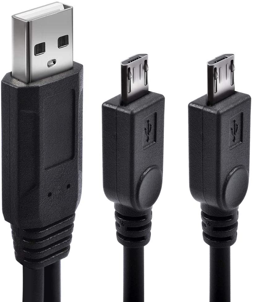 NUOLIANXIN Dual Micro USB Splitter Charge Cable Power up to Two Micro USB Devices at Once from a Single USB Port (2pack)