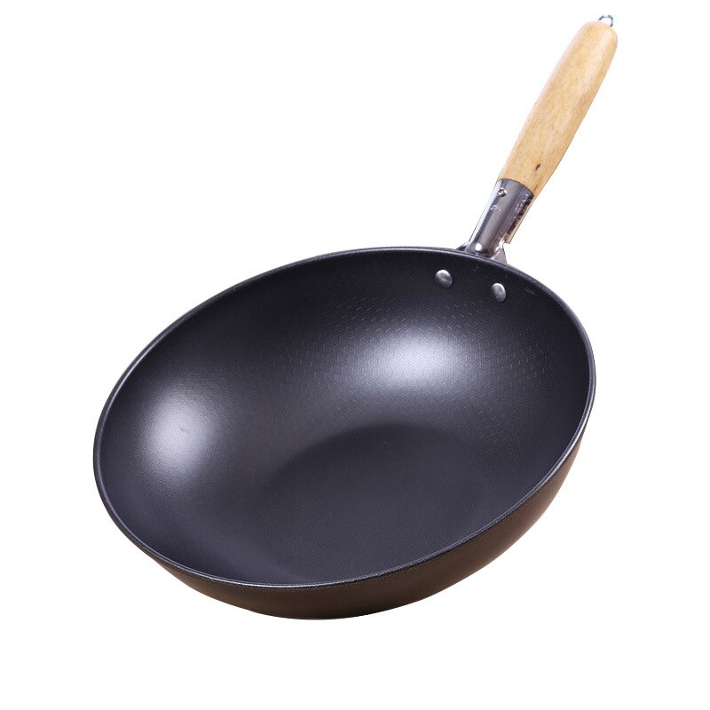 Sartén antiadherente para el hogar de alta gama, 30cm, mango de madera, Wok tradicional, súper económico, huevos revueltos, sartén sin Wok
