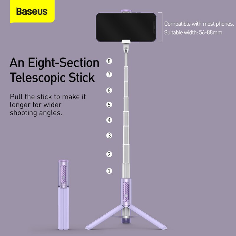 Baseus Selfie Stick Wireless Bluetooth Tripod for phone Extendable Monopod with Bluetooth Remote Mobile Phone Holder Stabilizer