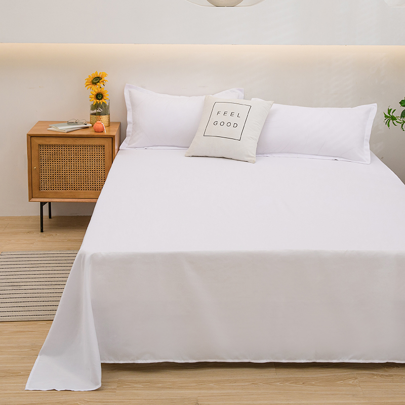 1 pc Bed Flat Sheet for Double Bed Plain Solid Color Top Sheets Single/Queen/King Flat Bedsheets Soft Home Bed Linen Sheets: King / Blue