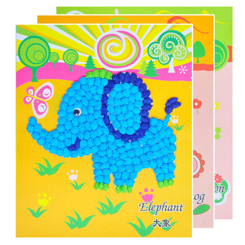 Child Toy DIY Hairball Sticky Paper Painting Kindergarten Toy Material Package Children Toy Toys Girl Crafts