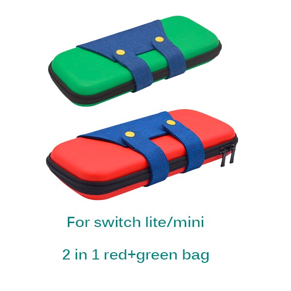 3 In 1 for Nintend Switch Lite Carrying Bag Switch Mini Protector Case for Nintendo Switch Mini Accessories Storage Glass Film: red green