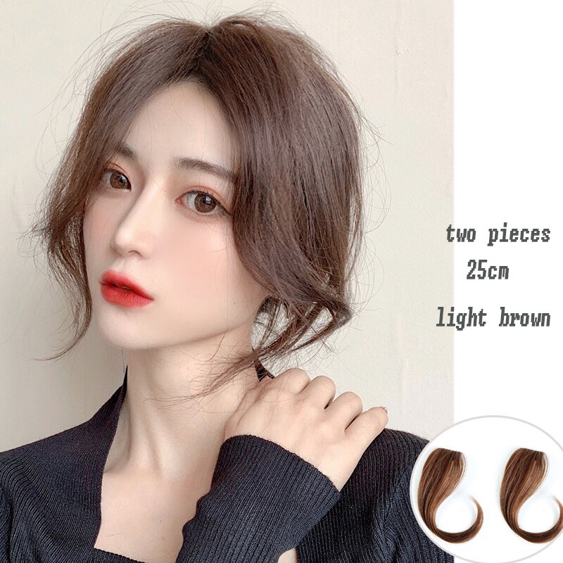 synthetic Bangs clip on Front Hair Side Fringe Hair Synthetic Hair Bangs Hairpiece Long Bangs Extensions for Women 25-35cm: 25-2-30-2
