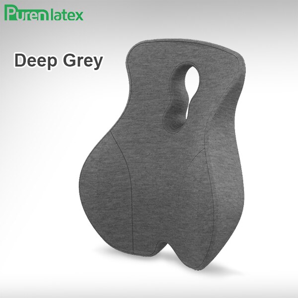 Purenlatex Chair Cushion Set Memory Foam Seat Cushion Lumbar Support Orthopedic Pillow Protect Coccyx Relieve Back Pain Car Seat: Deep Grey Back Cu
