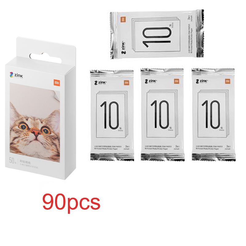 Carta per stampante tascabile originale Xiaomi ZINK stampa fotografica autoadesiva 10/20/50 fogli per stampante fotografica tascabile mini Xiaomi da 3 pollici: 90pezzi
