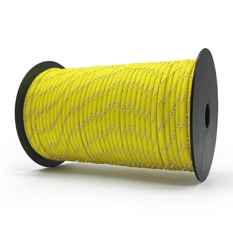 Paracord reflectante para acampar al aire libre, cuerda de paracaídas multifunción de 100M, 4mm, 7 hebras