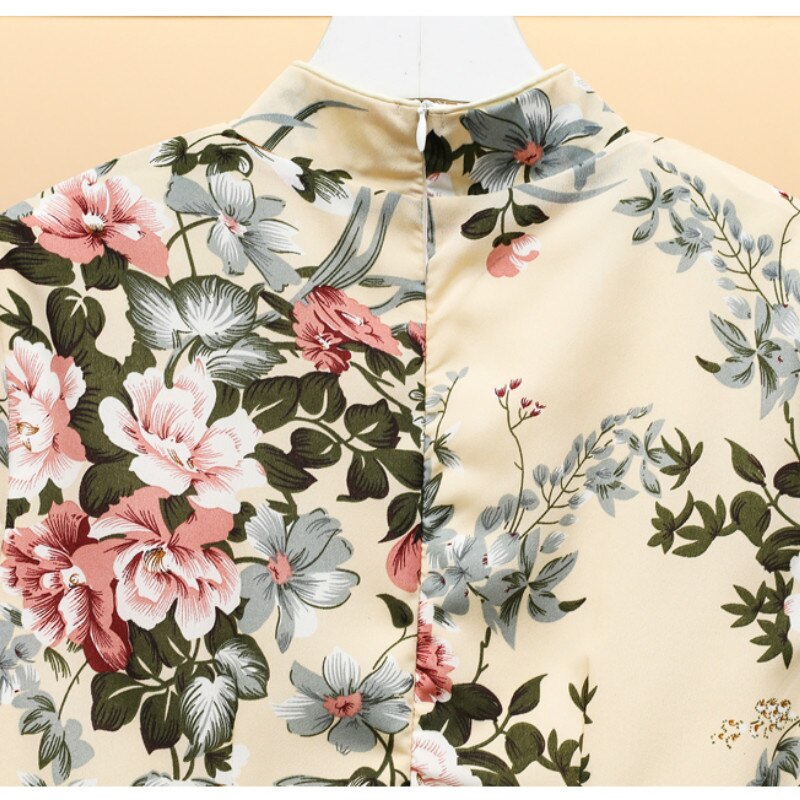 Grote Plus Size M-4XL Vintage Chinese Slanke Jurk Qipao Casual Party Vrouwen A-lijn Jurk Korte Mouw Zomer Cheongsam Jurken