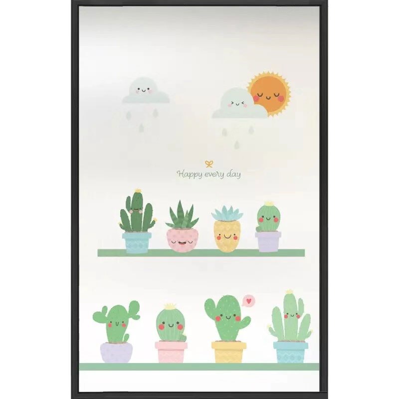 Cactus en pot taille personnalisée fenêtre Film sur verre autocollants pas de colle teinté vie privée décalcomanies salle de bains bureau porte coulissante décor à la maison