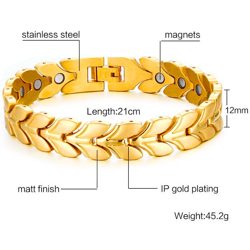 99.99% Pure Germanium Gezondheid Armband Voor Mannen Vrouwen Korea Populaire Rvs Magnetische Toermalijn Energie Power Sieraden: 22