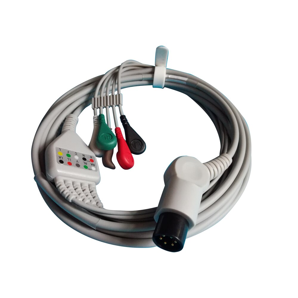 Mindray PM7000 PM8000 PM9000 MEC1000 MEC2000 6 Pins Een Stuk 5 Lood 3 Lead Ecg-kabel Snap Clip Op terminal