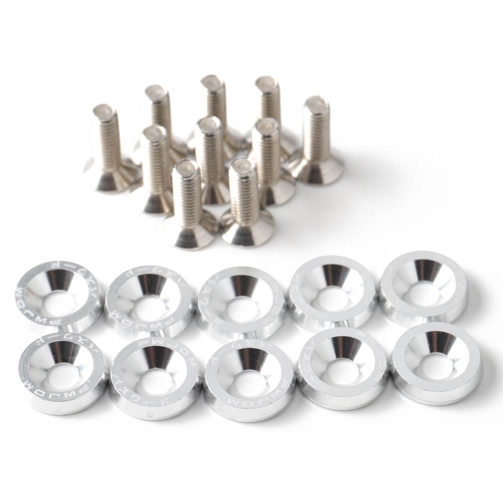 10 st/set cnc-behandlad aluminiumpackning motorrumsbytessats skärmbricka med 10 st  m6 x 20mm bultar: Grå