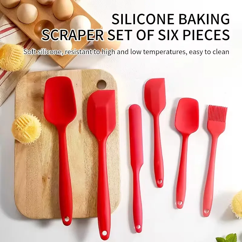 Silicone Cake Spatula Scraper Set Non-Stick Heat-Resistant Turners Spatulas Oil Brush Kitchen Baking Cooking Mixing Kitchenware