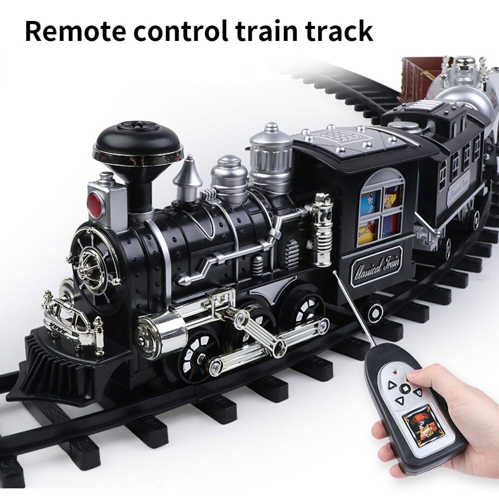 Pista de Tren Eléctrico clásico para niños, tren de carga de vapor, ferrocarril, modelo de simulación de vapor de agua, juguete para niños: WITH RC C