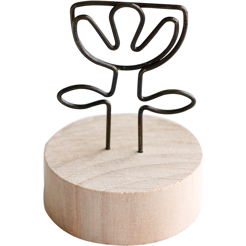 Nordic simple modern wooden note holder home decorations Figurines message photo card holder WJ021935